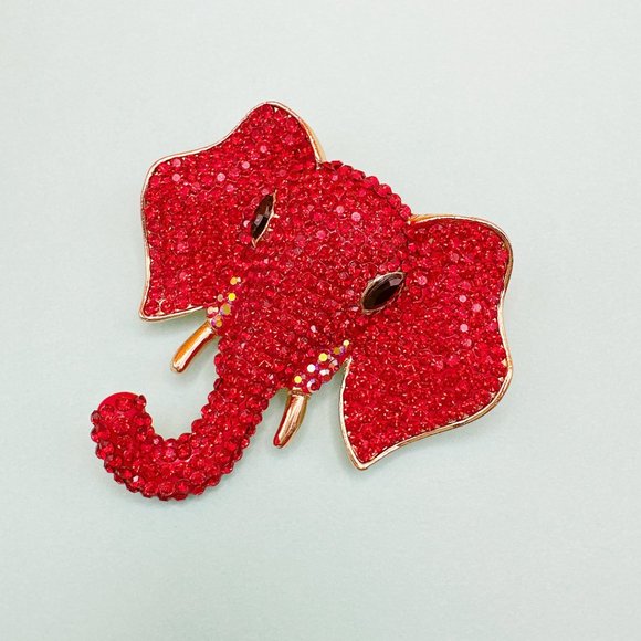 COPY - Red Elephant Head Brooch Pin - Picture 3 of 7
